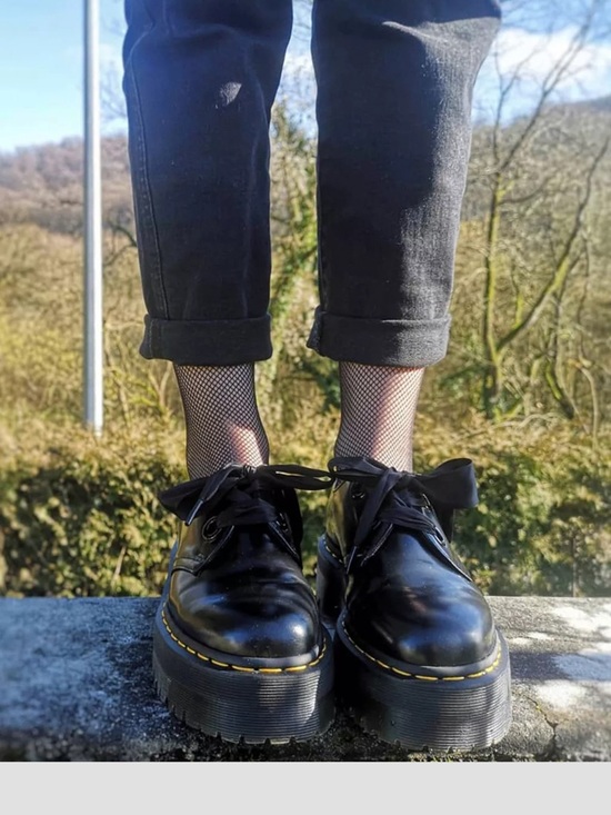 Dr. Martens Holly Black Platform Lace-Up Shoes